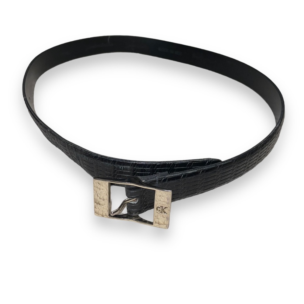 Calvin Klein black rectangular buckle belt s